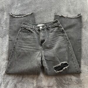 Black high waisted ripped jeans